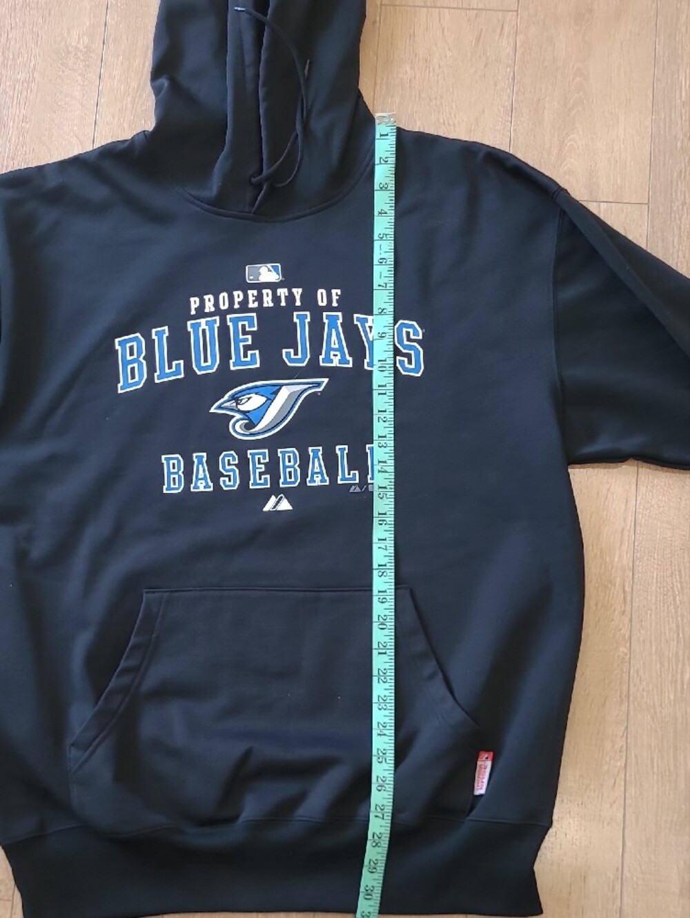 2009 MLB Majestic Men's Navy Blue Jays Crewneck Hoodie - Navy/Light Blue/White - Picture 7 of 8